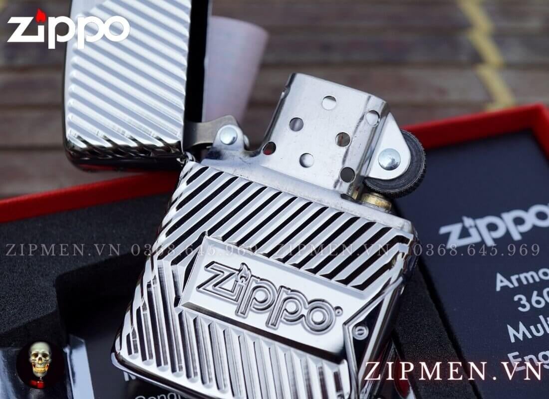 Hộp quẹt zippo armor luxury chủ đề ngọn lửa logo zippo | Bật lửa zippo chính hãng