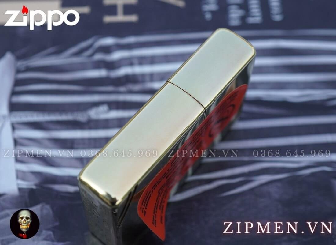 Bật lửa zippo vintage 1937 vàng bóng góc logo cadillac | Hộp quẹt zippo cao cấp