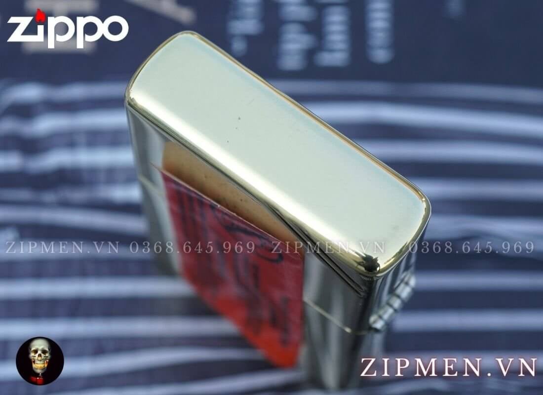 Bật lửa zippo vintage 1937 vàng bóng góc logo cadillac | Hộp quẹt zippo cao cấp