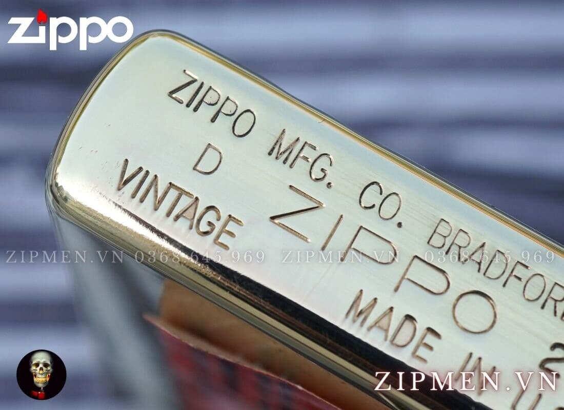 Bật lửa zippo vintage 1937 vàng bóng góc logo cadillac | Hộp quẹt zippo cao cấp