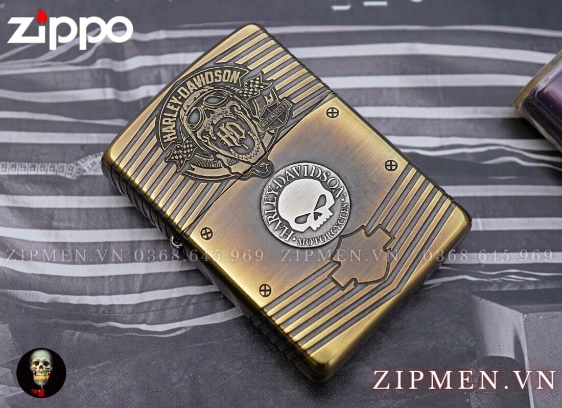 Bật lửa zippo armor chủ đề harley davidson đầu lâu | Zippo armor cao cấp chính hãng