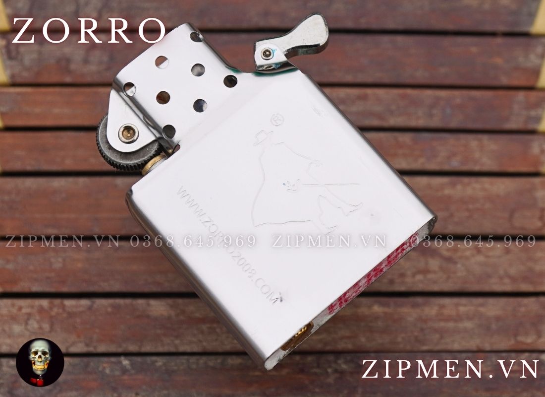 Bật lửa zorro supper brass mạ titanium xanh peace chủ đề hoà bình