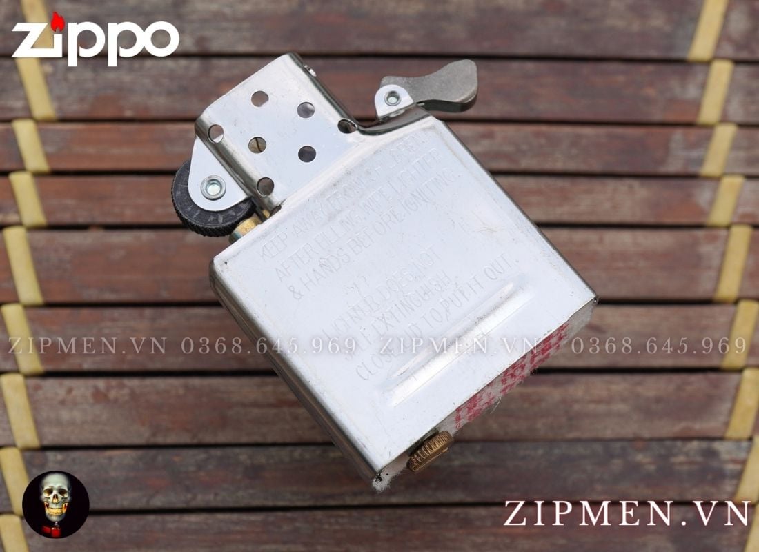 Zippo usa armor mạ bạc xuất Nhật đính ngọc lam