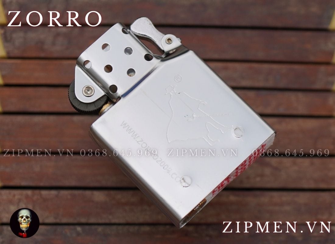 Hộp quẹt zorro ebony đen bóng supper brass titanium black