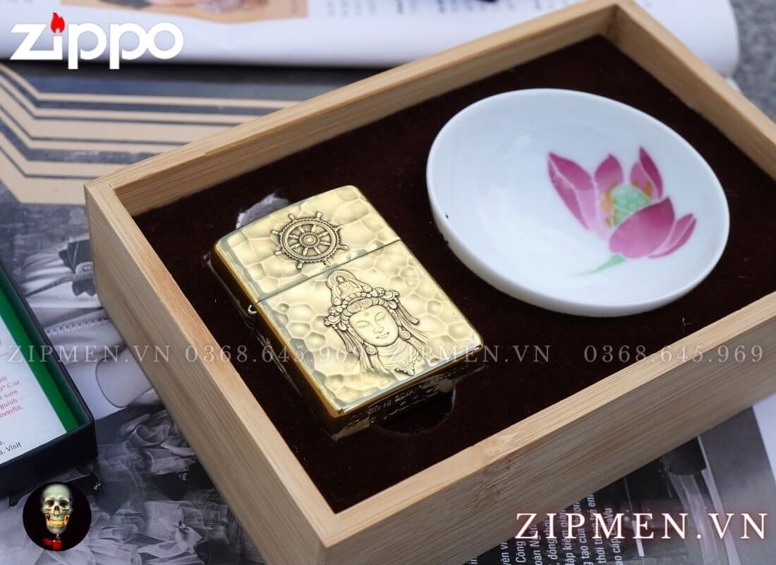 Set bật lửa zippo armor chủ đề phật giáo