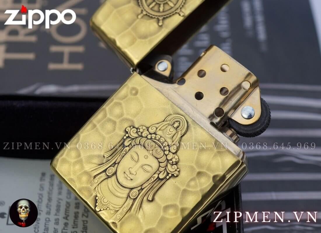 Set bật lửa zippo armor chủ đề phật giáo