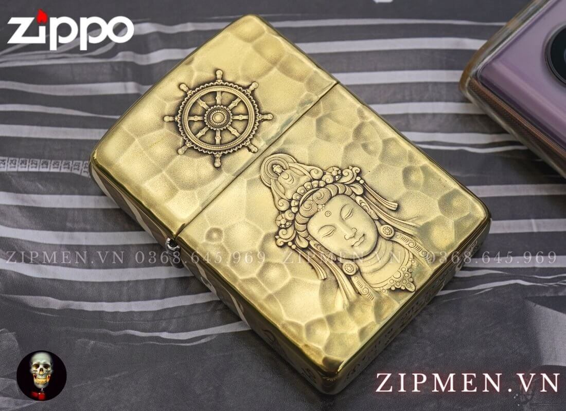 Set bật lửa zippo armor chủ đề phật giáo