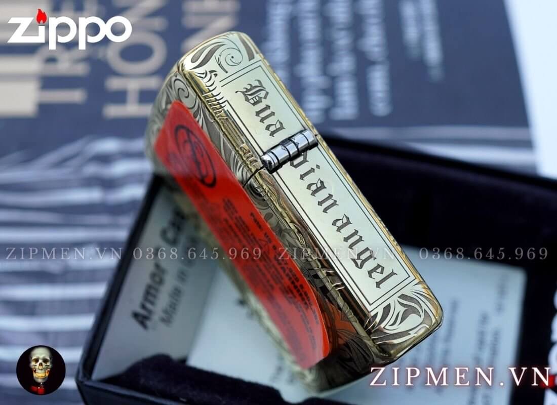 Bật lửa zippo mỹ chủ đề thiên thần hộ mệnh khắc ăn mòn 4 mặt | Bật lửa zippo chính hãng