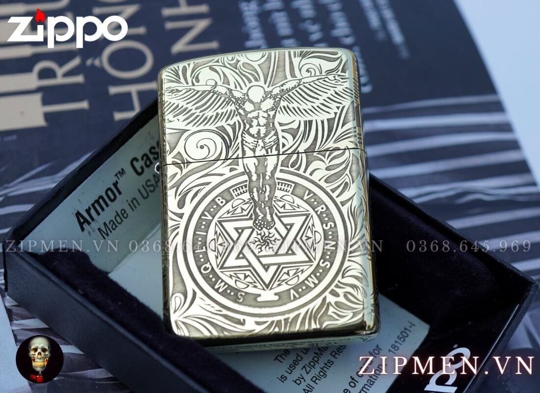 Bật lửa zippo mỹ chủ đề thiên thần hộ mệnh khắc ăn mòn 4 mặt | Bật lửa zippo chính hãng