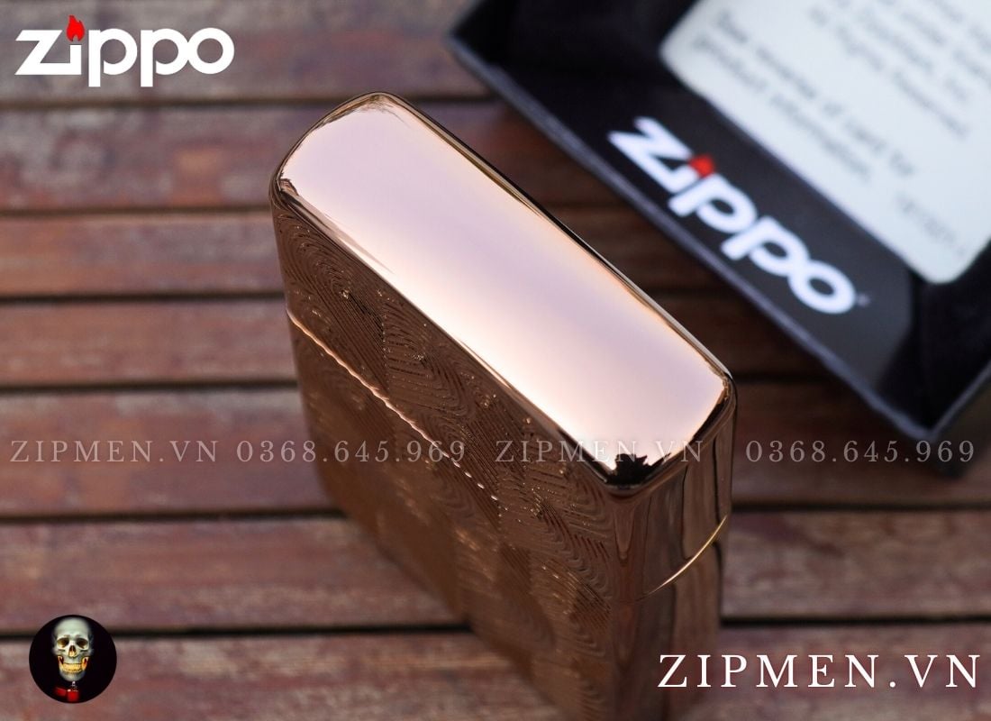 Bật lửa zippo armor mạ vàng hồng design trái tim