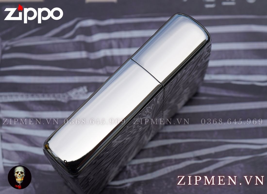 Zippo Armor mạ bạc vân kim cương