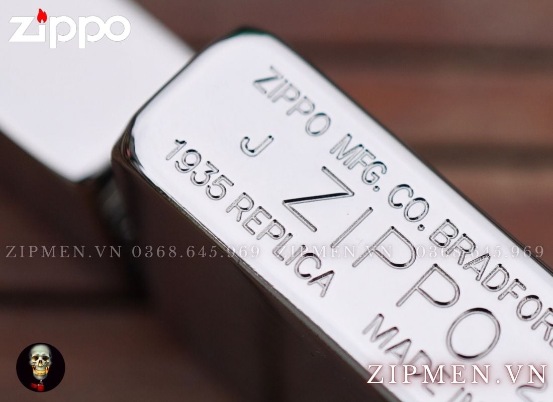 zippo replica 1935 chính hãng USA màu trắng nhám
