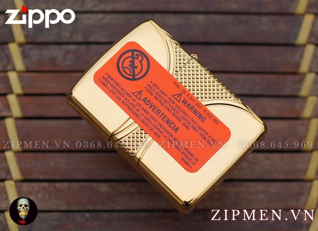 Hộp quẹt zippo mạ vàng 24K 49108 Fleu De Lis