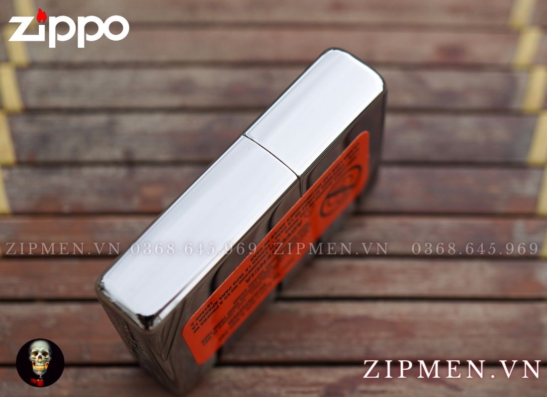 zippo vintage logo 555 trắng bóng góc