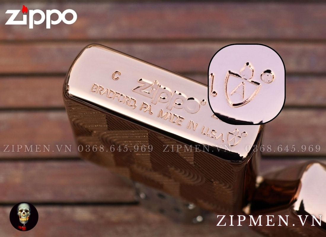Bật lửa zippo armor mạ vàng hồng design trái tim