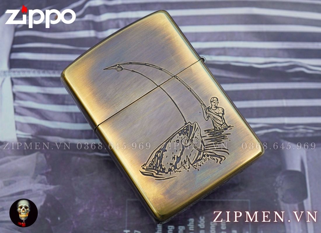 Zippo Armor cao cấp chủ đề câu cá