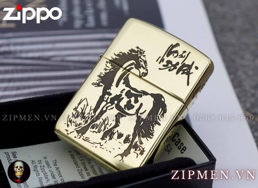 Zippo armor limited edition vỏ dày hình con ngựa mã đáo thành công