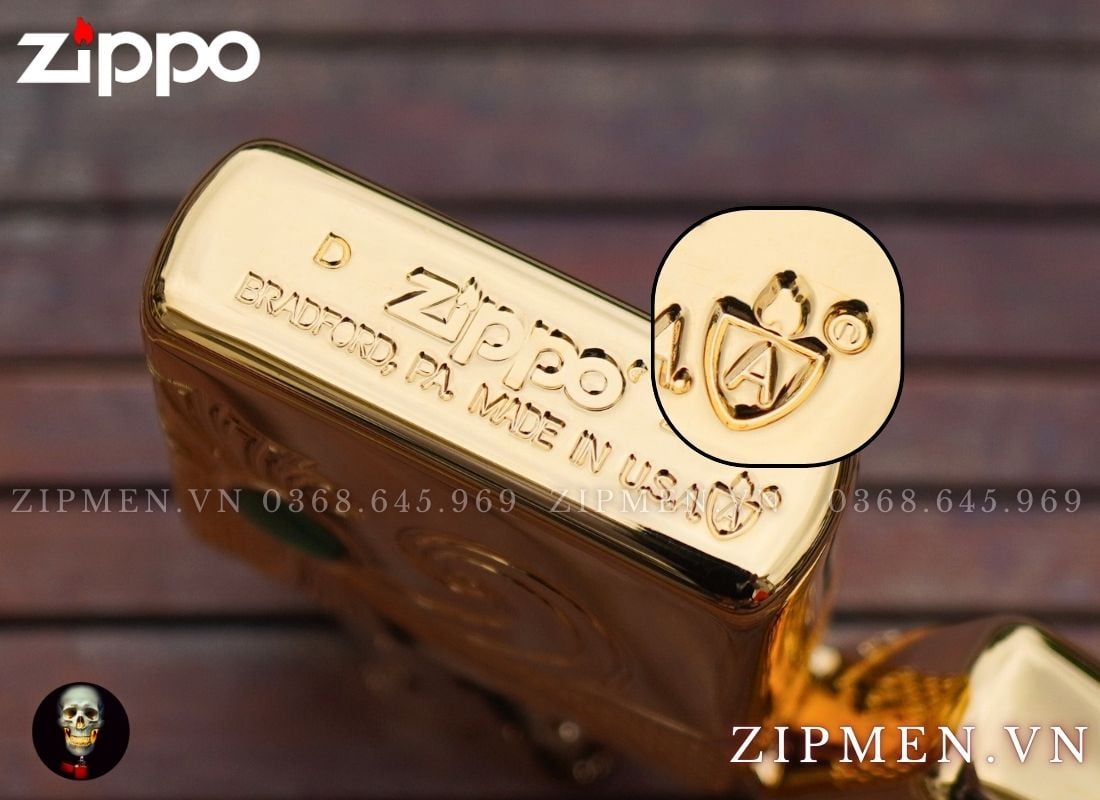 Hộp quẹt zippo mạ vàng 24K 49108 Fleu De Lis