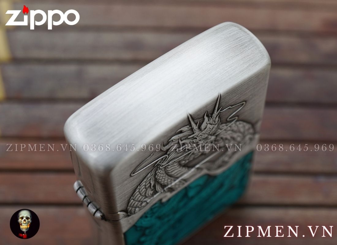 bật lửa zippo armor xuất nhật chủ đề thuỷ long