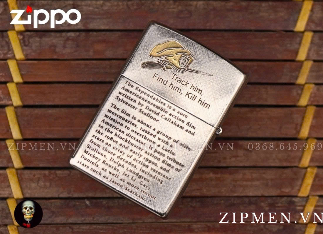 Zippo USA trắng caro chủ đề biệt đội lính đánh thuê