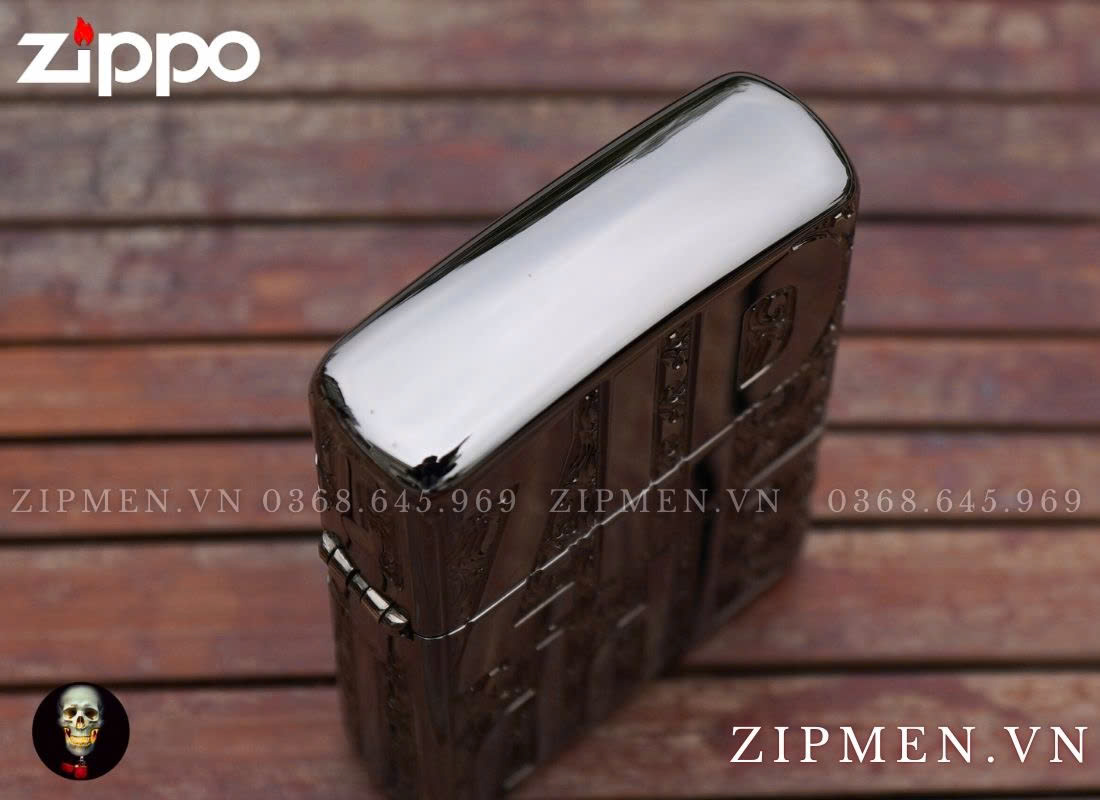 Zippo 46312 ZIPPO LOGO DESIGN black ice luxury cao cấp