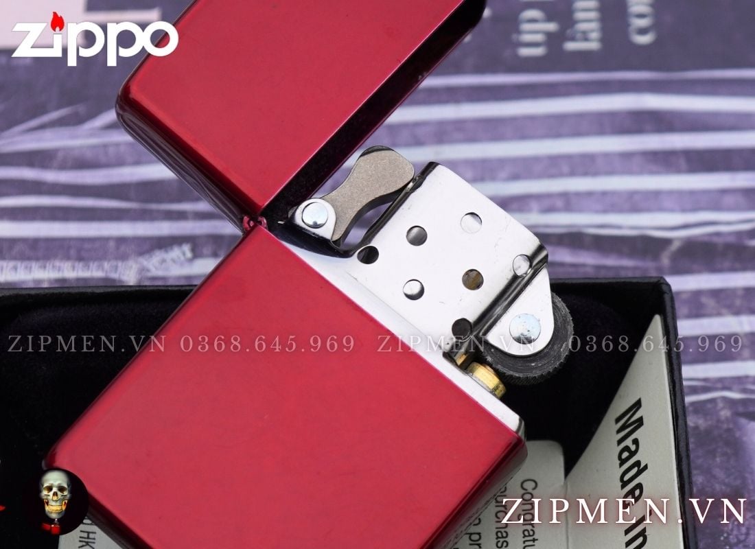 Zippo 21063 sơn tĩnh điện đỏ candy apple red chính hãng