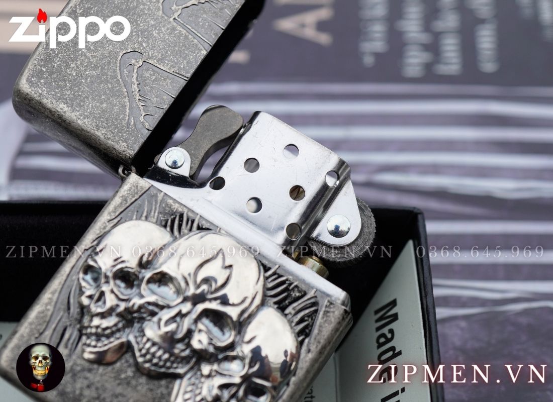 Zippo cao cấp chủ đề đầu lâu