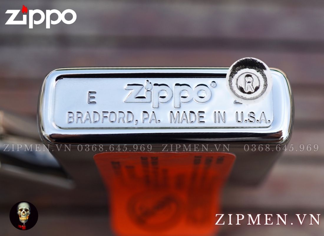 zippo chính hãng usa chrome khắc logo