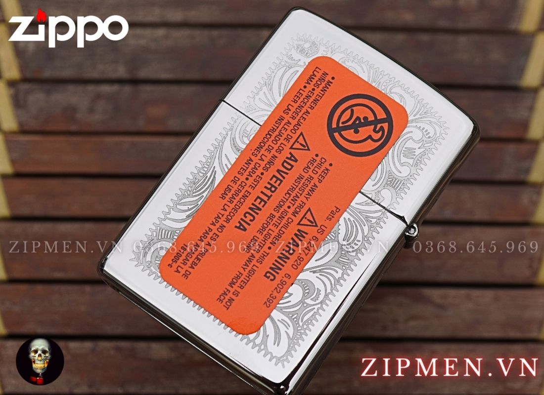Bật lửa zippo hoa ven Ý Venetian trắng Z352