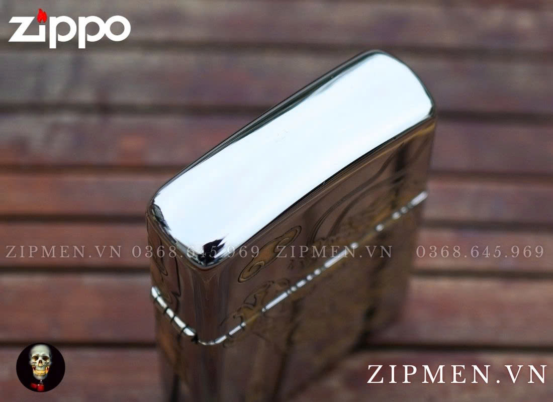 Bật lửa Zippo USA Armor cao cấp rồng cuộn màu vàng