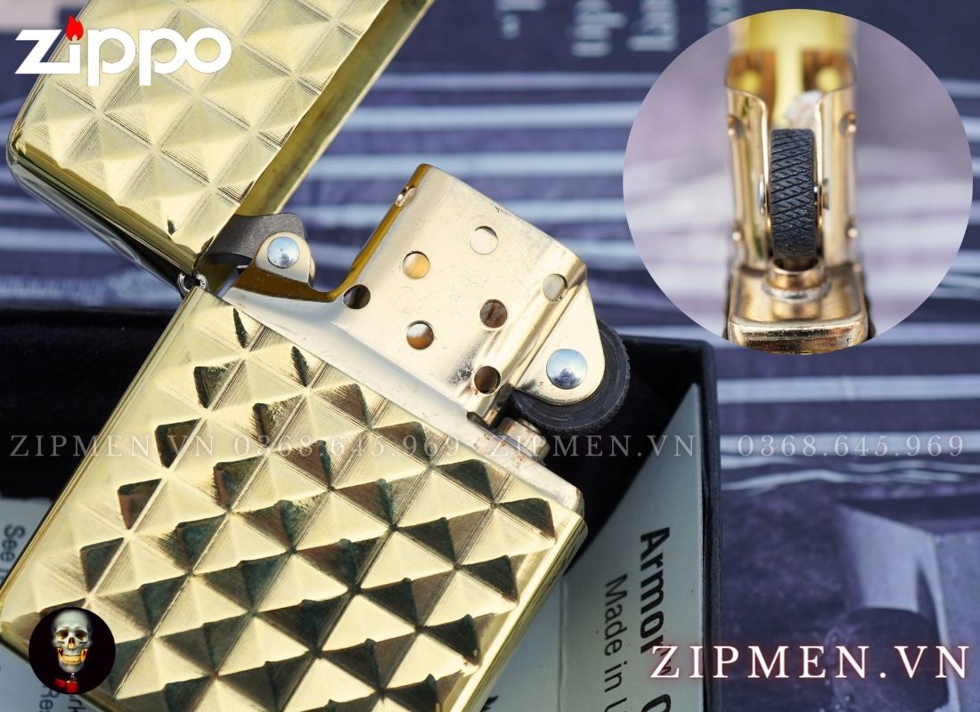 Zippo armor vân kim cương