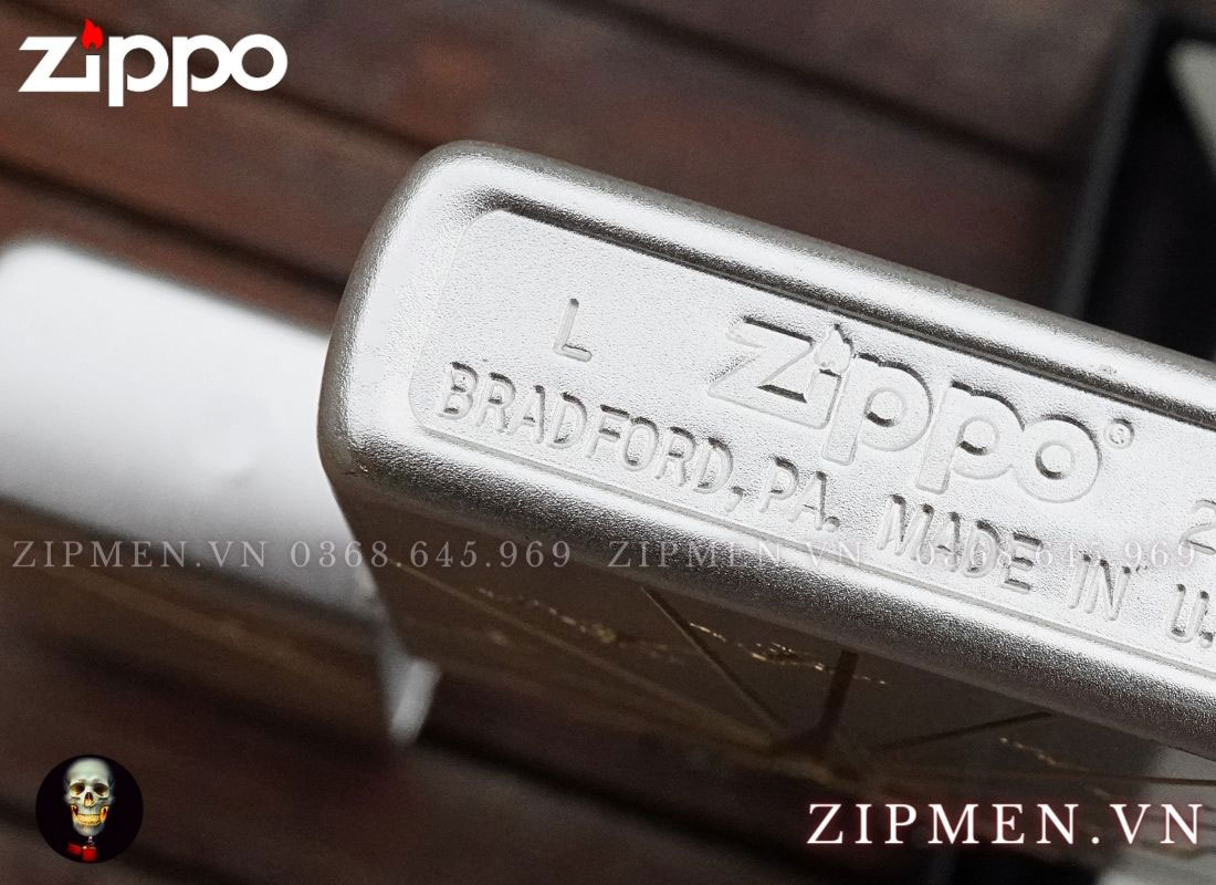 bật lửa zippo xuất Nhật Bản mạ bạc khảm trai chủ đề ngọn lửa phát sáng