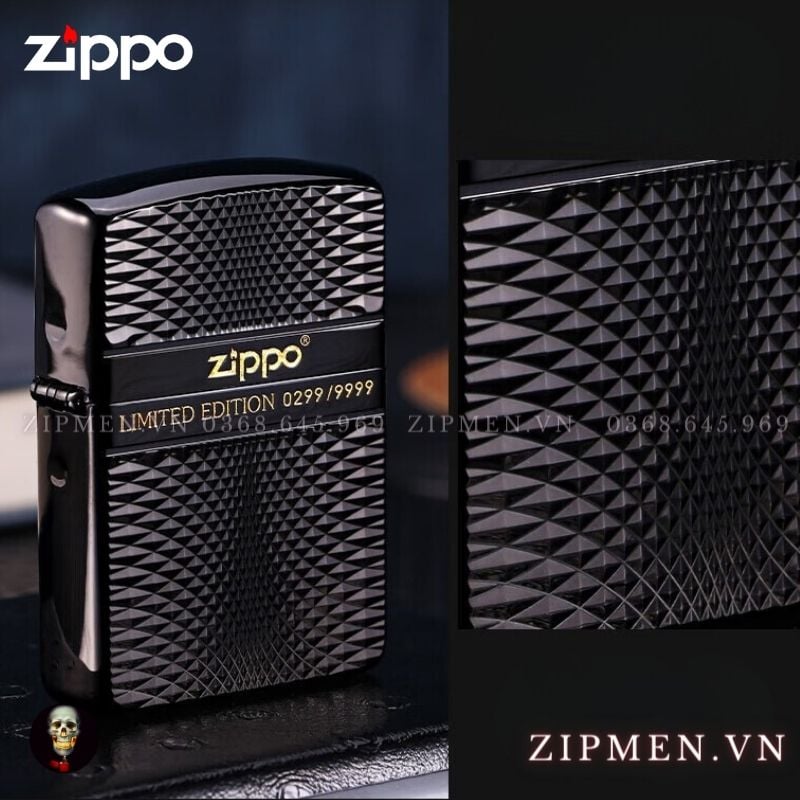 Bật lửa Zippo armor Ebony đen bóng xuất Nhật Bản limited