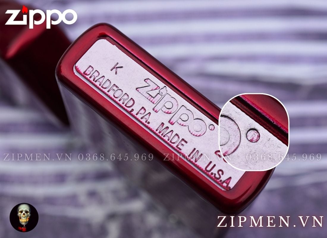 Zippo 21063 sơn tĩnh điện đỏ candy apple red chính hãng