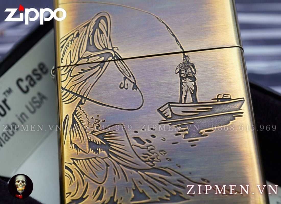 Zippo Armor cao cấp chủ đề câu cá