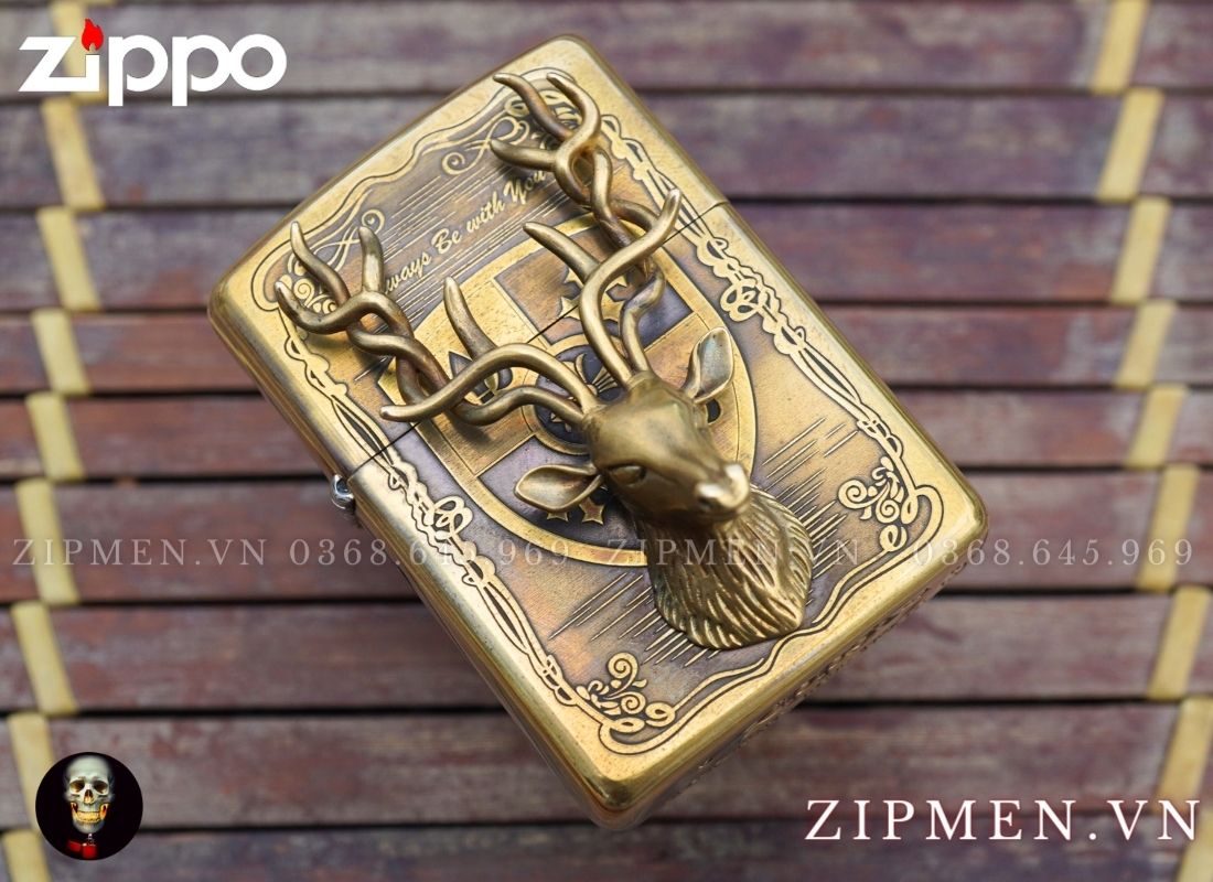 Zippo USA xuất Nhật cao cấp emblem đầu hươu