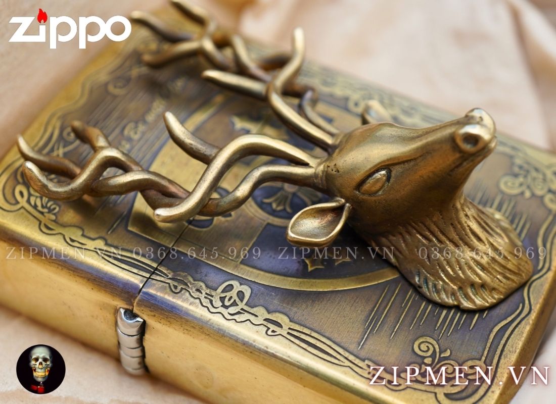 Zippo USA xuất Nhật cao cấp emblem đầu hươu