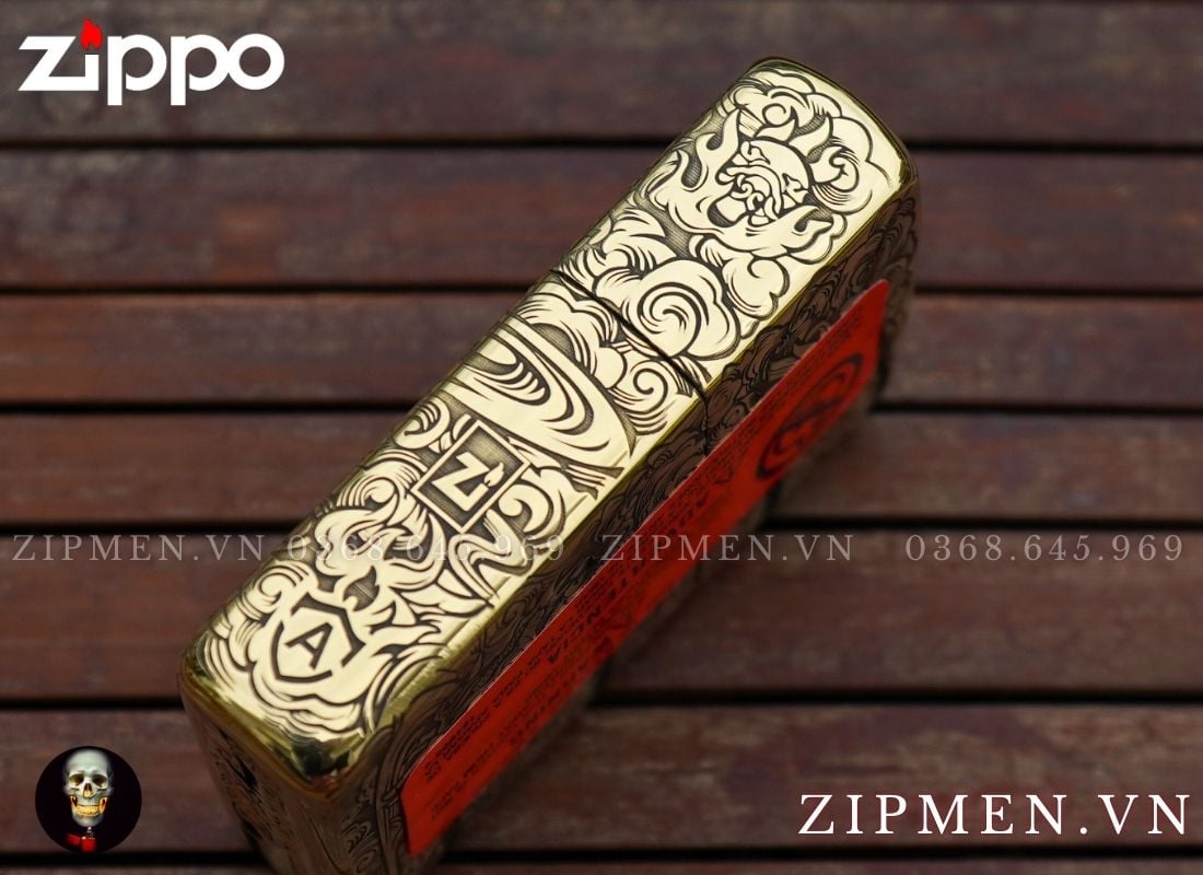 Hộp quẹt zippo armor chủ đề rồng vàng châu Á limited edition
