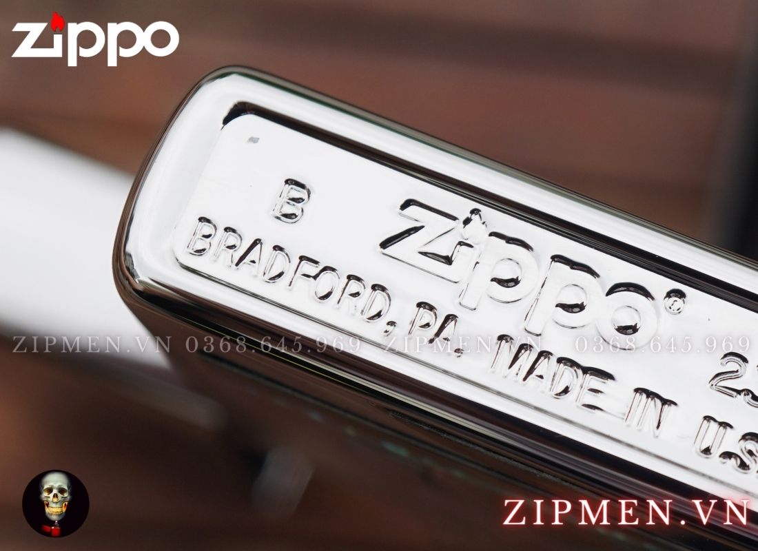 Zippo xuất Nhật Bản khảm trai logo zippo cao cấp