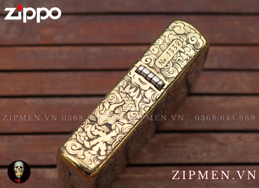 Hộp quẹt zippo armor chủ đề rồng vàng châu Á limited edition