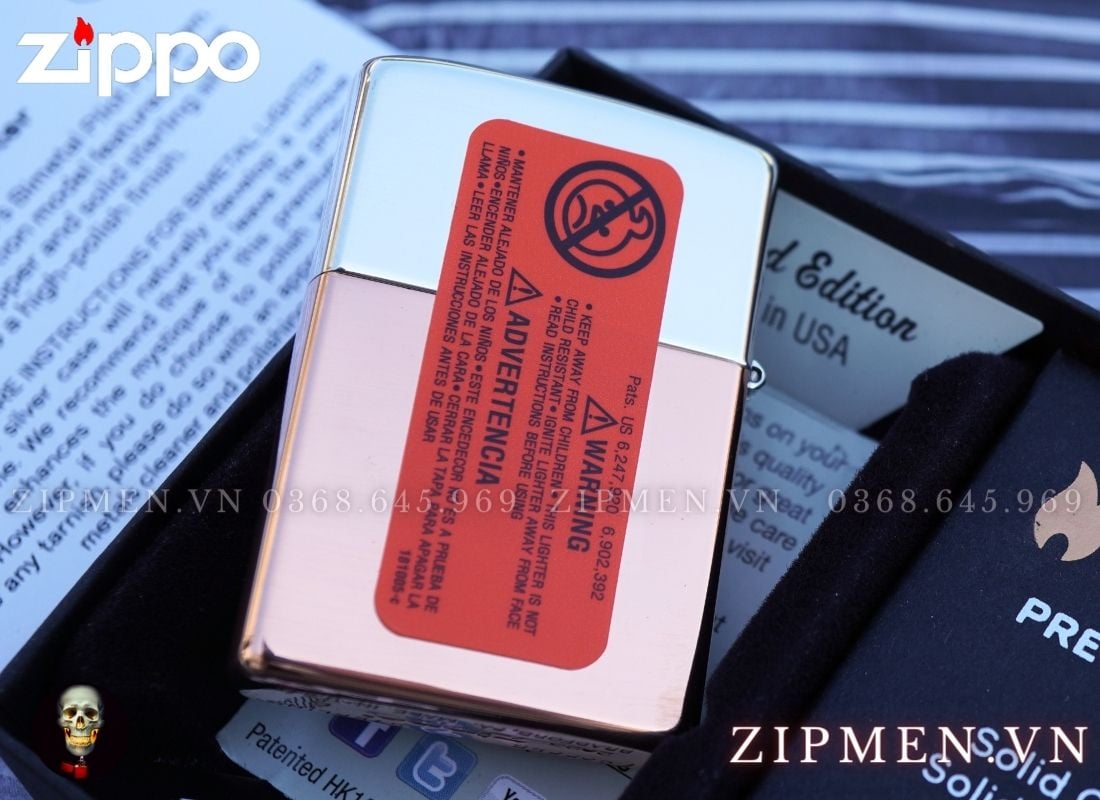 zippo lưỡng kim bạc khối đồng đỏ