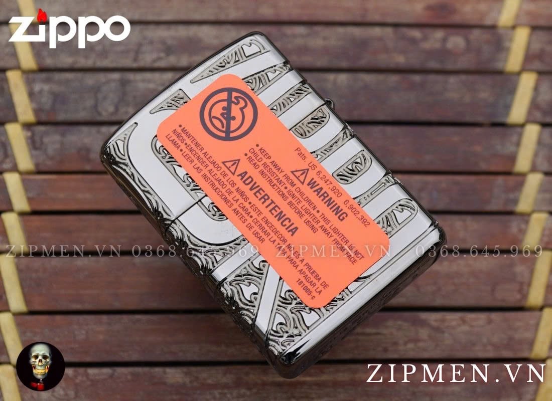 Zippo 46312 ZIPPO LOGO DESIGN black ice luxury cao cấp