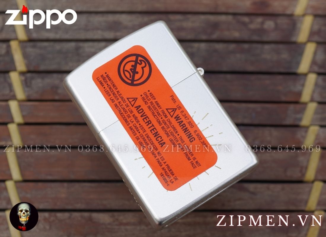 Bật lửa zippo cao cấp xuất Nhật mạ bạc khảm trai hình cây zippo