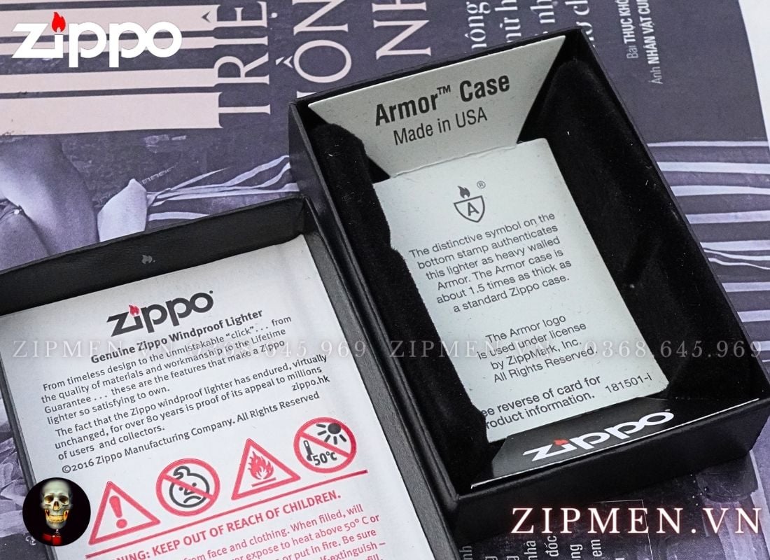 Bật lửa Zippo armor xuất Nhật Bản khắc nổi 3D hình cô gái và con rắn