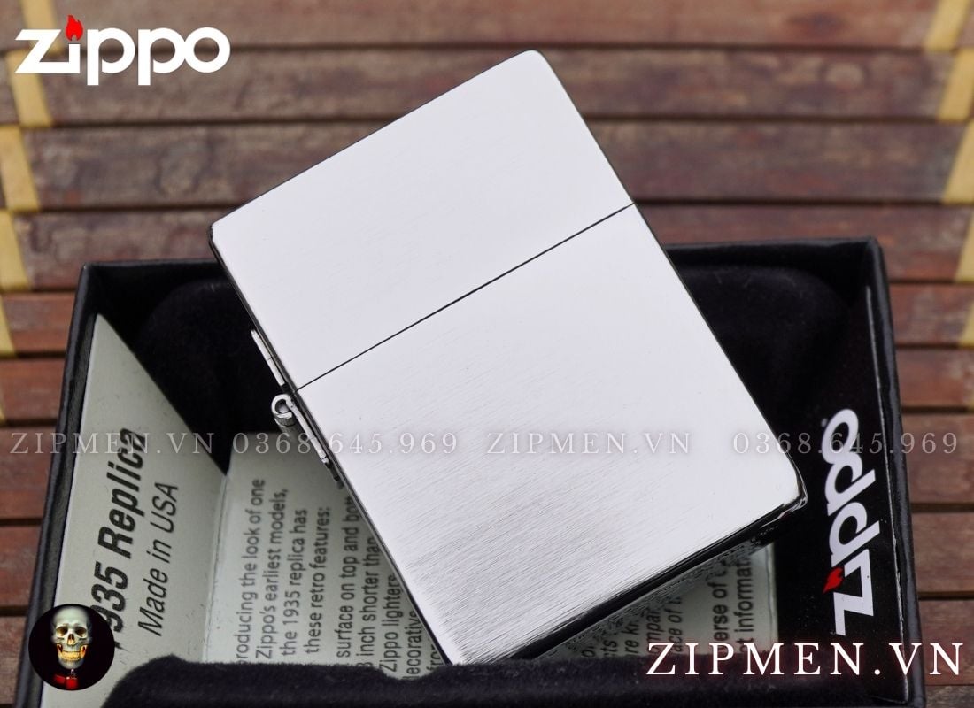 zippo replica 1935 chính hãng USA màu trắng nhám