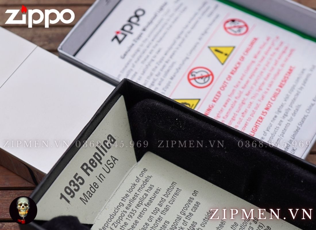 zippo replica 1935 chính hãng USA màu trắng nhám