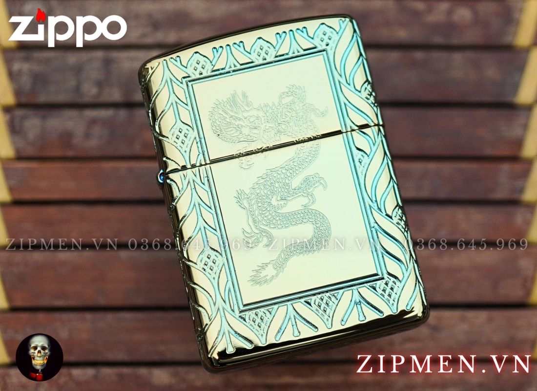 Bật lửa zippo armor 360 multi cut chủ đề rồng xanh chính hãng