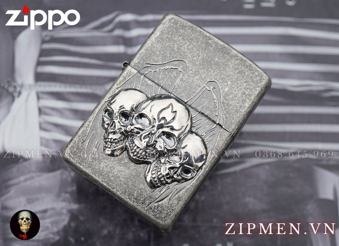 Zippo cao cấp chủ đề đầu lâu