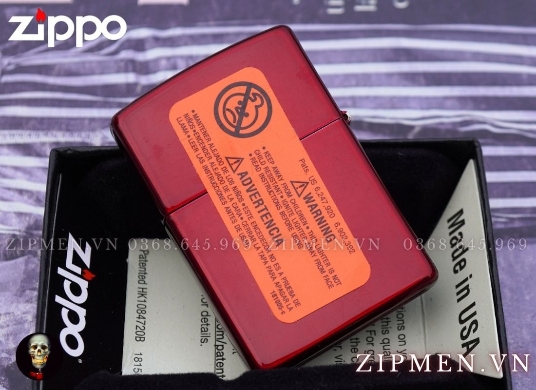 Zippo 21063 sơn tĩnh điện đỏ candy apple red chính hãng