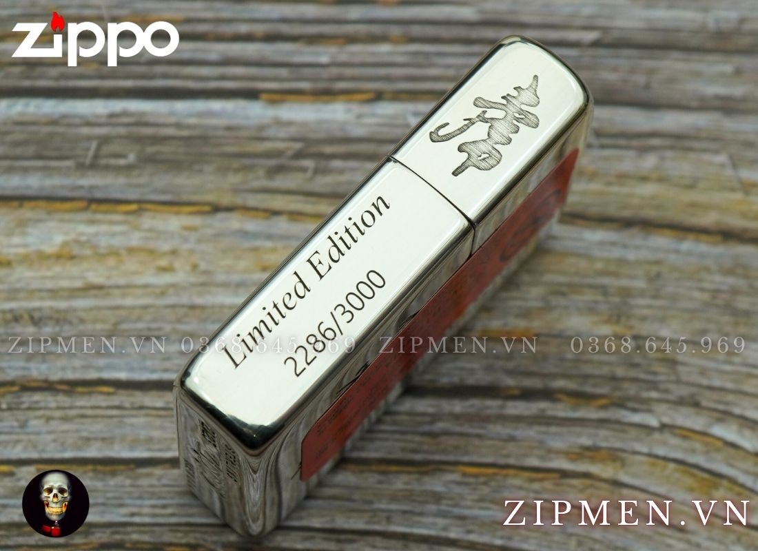 Bật lửa Zippo sterling bạc khối chủ đề Hổ thượng sơn